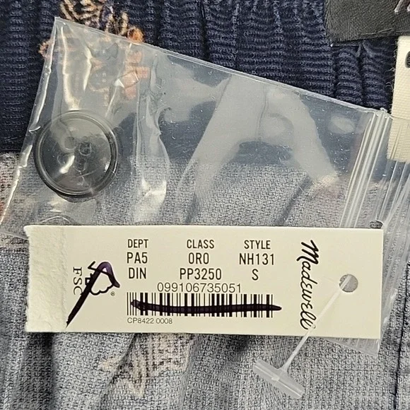 Madewell Paperbag Button-Front Mini Skirt Baby Corduroy Deep Indigo size S NH131 - Picture 8 of 12